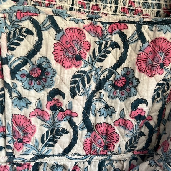 Anna Cate Harper Square Neck Puff Sleeve Dress Pink Blue Floral Size Small - Picture 7 of 7